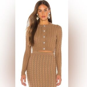 Heartloom Tan Cable Knit Cardigan Slirt Set Medium BNWT